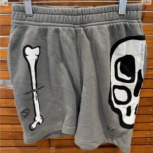 Nununu Concrete Gray Skull Sweatshorts